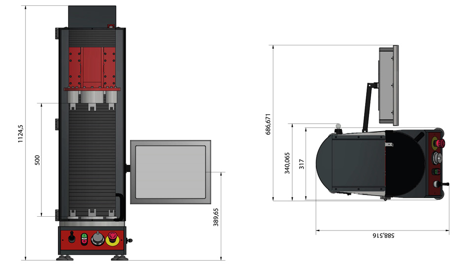 Layout macchina di prova universale Mod. Dyno